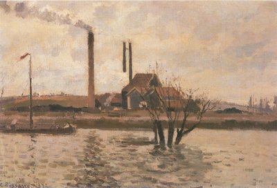 The Flood of the Oise, Pontoise by Camille Jacob Pissarro